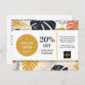 Tropical Leaves Abstracte Coupon Korting Briefkaart (Voorkant / Achterkant)