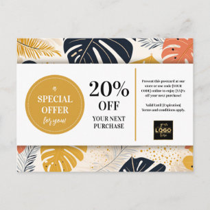Tropical Leaves Abstracte Coupon Korting Briefkaart