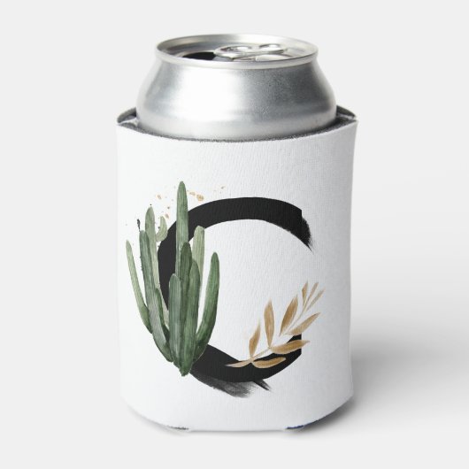 Tropical Leaves Faux Gold Folie Letter C Monogram Blikjeskoeler (Blikje Voorkant)