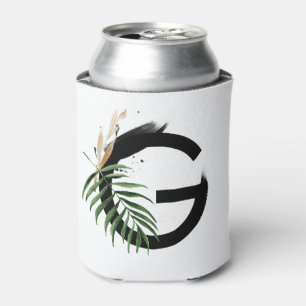 Tropical Leaves Faux Gold Folie Letter G Monogram Blikjeskoeler