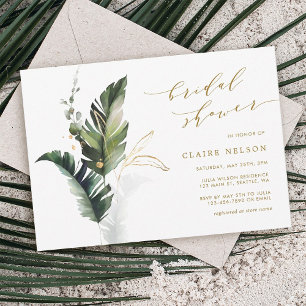 Tropical Leaves Gold Wedding Vrijgezellenfeest Kaart
