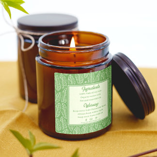 Tropical Leaves Groene Kaars Ingrediënten Label