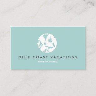 Tropical Leaves Logo op Aqua voor vakantieverhuur Visitekaartje