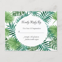 Tropical Leaves Palm Wedding RSVP-Briefkaart