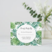 Tropical Leaves Palm Wedding RSVP-Briefkaart Uitnodiging Briefkaart (Staand voorkant)