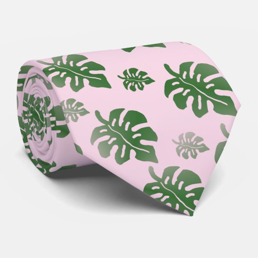 Tropical Leaves Pattern Wedding Party Dancing  Stropdas (Opgerold)