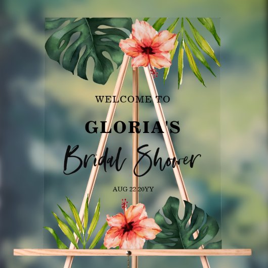 Tropical Leaves Wedding  Welcome  Acryl Bord (Neutraal)