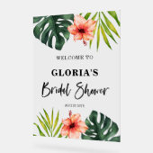 Tropical Leaves Wedding  Welcome  Acryl Bord (Hoek)