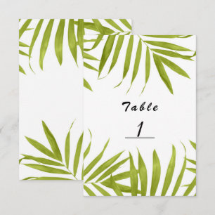 Tropical Leaves Zomer Trouwtafel Nummer Kaart