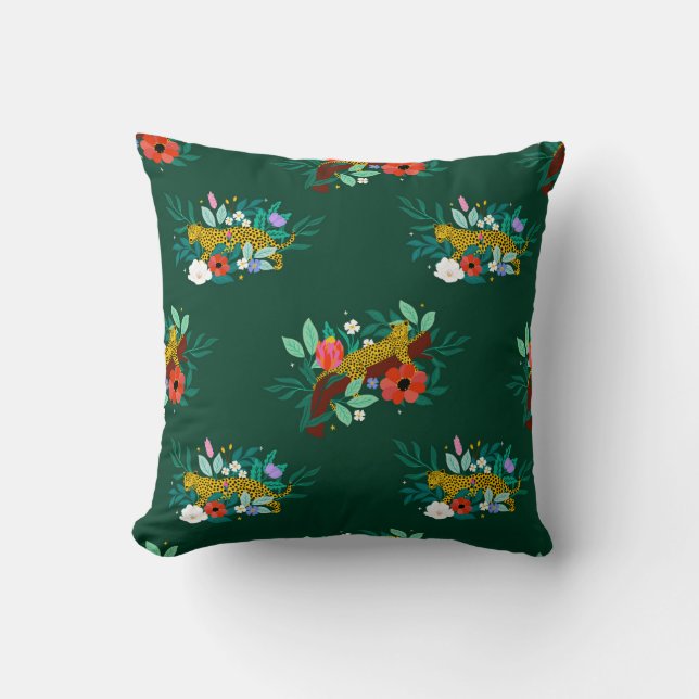 Tropical Leopard Elegance Kussen (Voorkant)