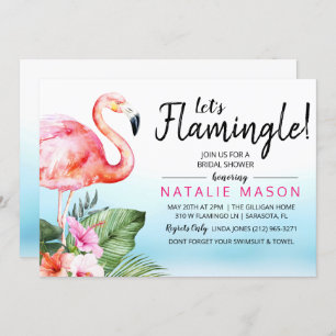 Tropical Let's Flamingle Bridal Shower Uitnodiging