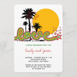 Tropical Love Palm Trees Engagement Invitation