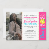 Tropical Luau 3 Photo Graduation Invitation (Devant)