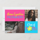 Tropical Luau 3 Photo Graduation Invitation (Dos)