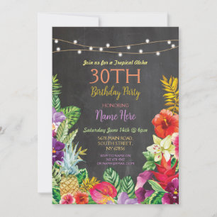 Tropical Luau Aloha Chalk Invitation de fête d'ann