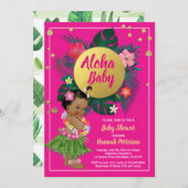 Tropical luau bébé fille douche invitation rose ch (Devant / Derrière)