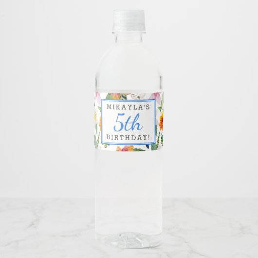 Tropical Luau Birthday Water Bottle Étiquettes (Devant)