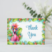 Tropical Luau Flamingo Afstuderen Dank u Bedankkaart (Staand voorkant)