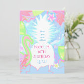 Tropical Luau Fun Kleur Ananas Party Uitnodiging (Staand voorkant)