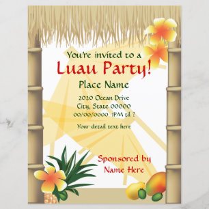 Tropical Luau Party Tiki Hut Event Flyer