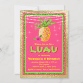 Tropical Luau uitnodiging voor verjaardagsfeestje (Voorkant)
