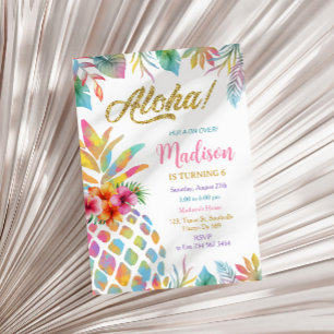 Tropical Luau Waterverf Ananas Verjaardag Kaart