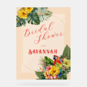Tropical Macaw Floral Bridal Shower Acryl Bord (Voorkant)