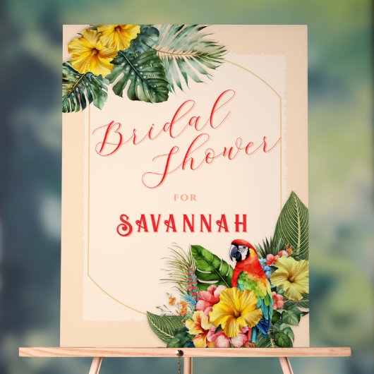 Tropical Macaw Floral Bridal Shower Acryl Bord (Neutraal)