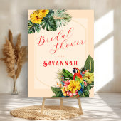 Tropical Macaw Floral Bridal Shower Acryl Bord