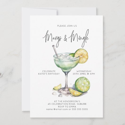 Tropical Margarita Cocktail Party Invitation (Devant)