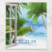 Tropical Mariage Beach Scène Étiquette de boissons (Étiquettes simples)