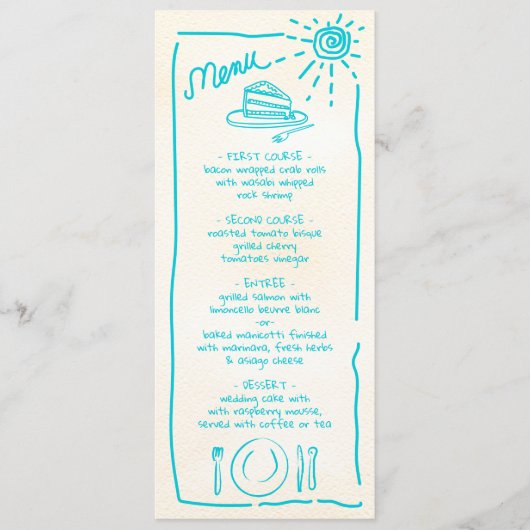 Tropical Mariage Funky Mariage Menu (Devant)