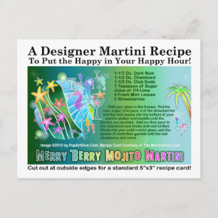 Tropical Merry Berry Mojito Martini Receptkaart Feestdagenkaart