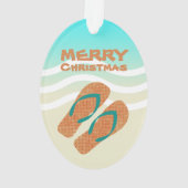 Tropical Merry Christmas Beach Waves Teenslippers Ornament (achterkant)