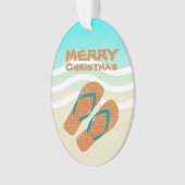 Tropical Merry Christmas Beach Waves Teenslippers Ornament (voorkant)