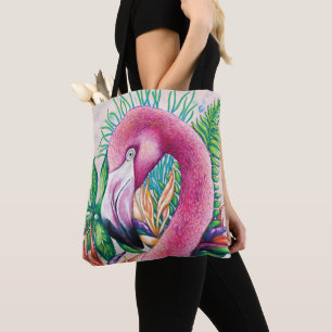 Tropical mignon Flamant rose rose floral Sac fourr