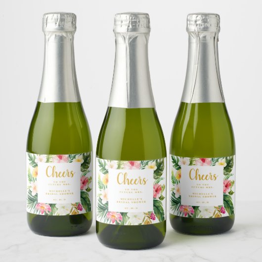 Tropical Mini Mousserende Wijn Label, Vrijgezellen Sparkling Wijnetiket (Flessen)