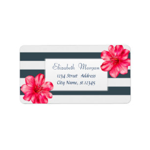 Tropical moderne, Hibiscus Marine Bleu Étiquette d