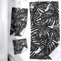 Tropical moderne Noir Blanc Jungle Feuilles