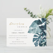 Tropical Monstera Foliage Couples Invitation de do (Debout devant)