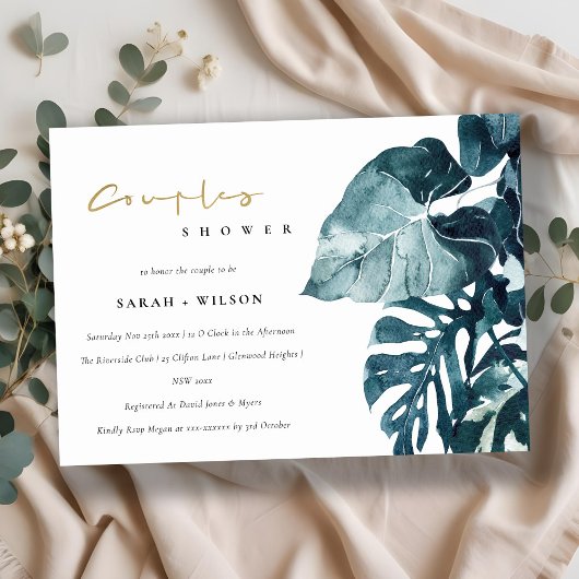 Tropical Monstera Foliage Couples Invitation de do