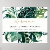 Tropical Monstera Green Leafy Mariage Affiche de b (Devant)