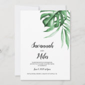 Tropical monstera leaf bruiloft kaart (Voorkant)