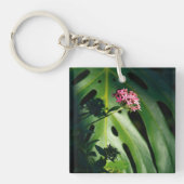 Tropical Monstera Leaf, Custom name Botanical Sleutelhanger (Voorkant)