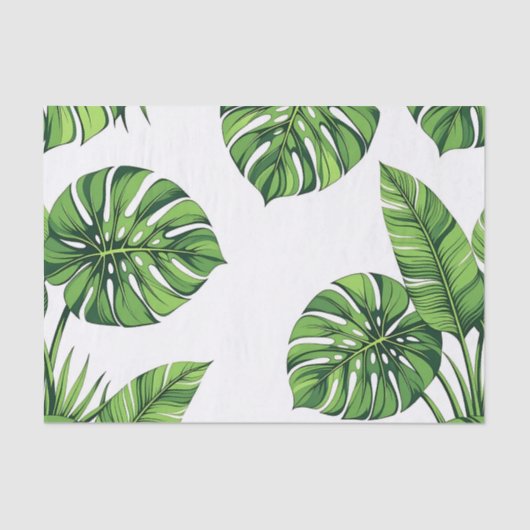 Tropical Monstera Leaves Seamless Pattern Green Tissuepapier (Voorkant)