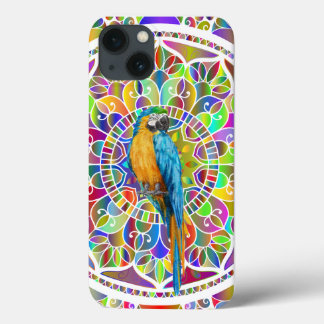Tropical Mosaic – Blue & Gold Macaw Mandala iPhone 13 Hoesje