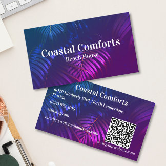 Tropical Neon Vacances Carte de visite