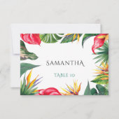 Tropical Oases Flowers Wedding Escort Kaart (Voorkant)