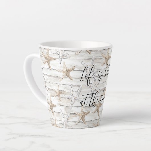 Tropical Ocean Beach Starfish bruiloft Latte Mok (Linkerhoek)