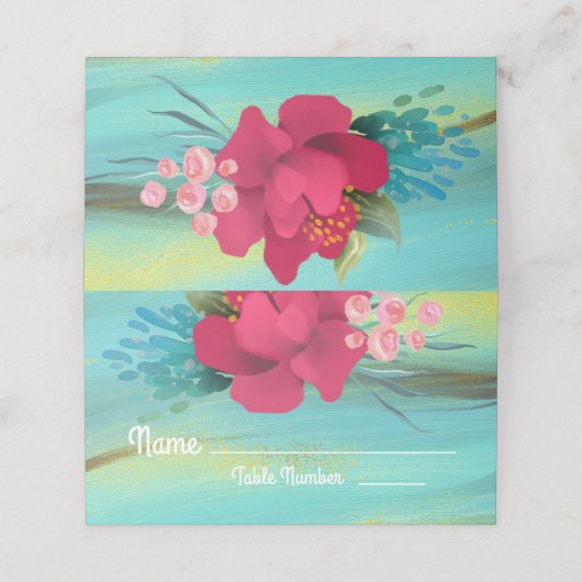 Tropical Ocean Breeze gouden tafelkaarten (Buitenkant ongevouwen)